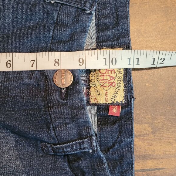 Dear John Jeans 29 P Trouser Flare Mid Rise Blizzard Dark Wash Stretch Denim - Picture 9 of 12